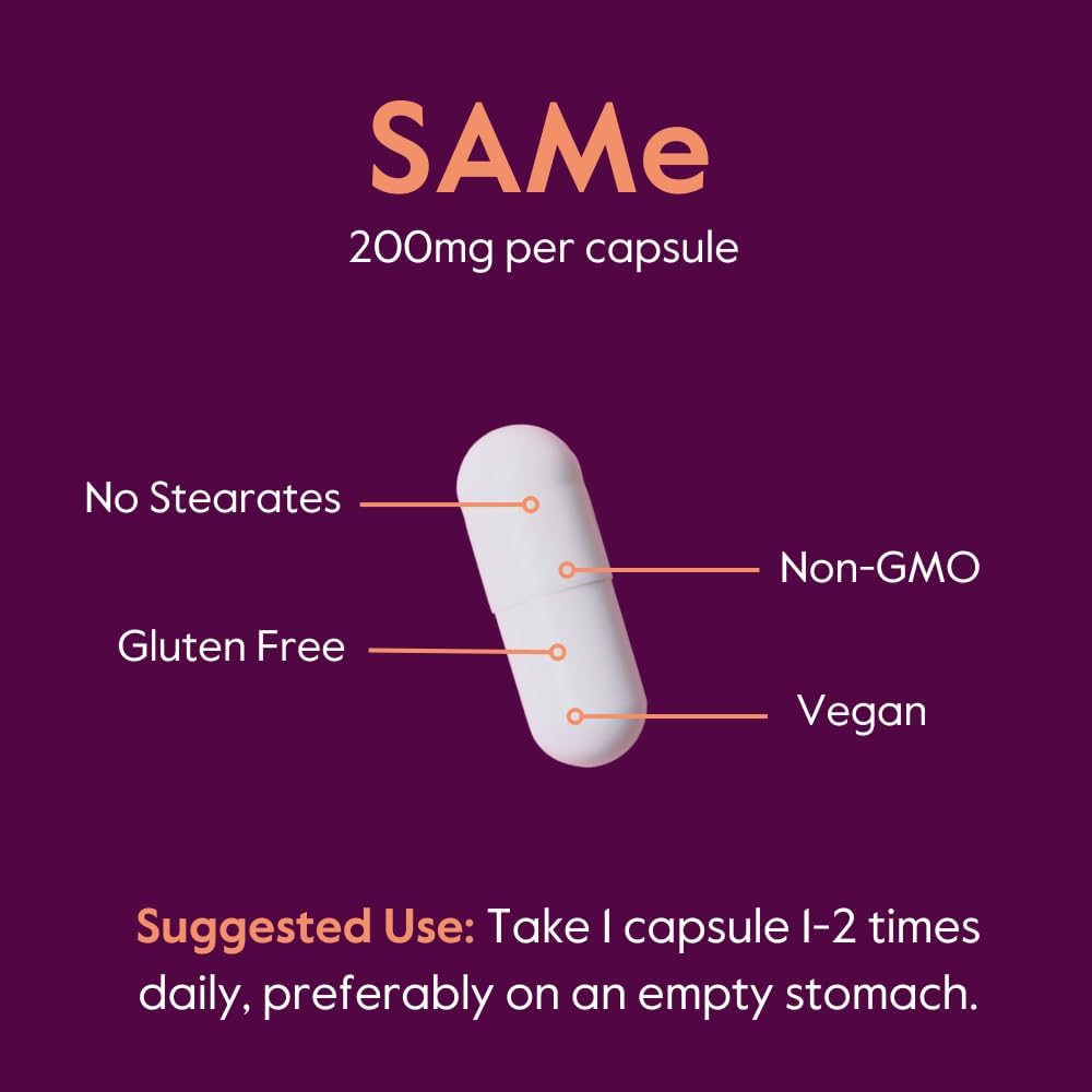 120 Vegetarian Capsules of Bestvite SAM-e 200mg Stabilized - Easy to Swallow, Vegan, Non-GMO, Gluten Free