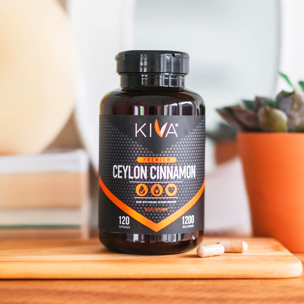 120 Veggie Capsules of KIVA Premium Ceylon Cinnamon Powder - Vegan, Non-GMO, Gluten-Free from Sri Lanka