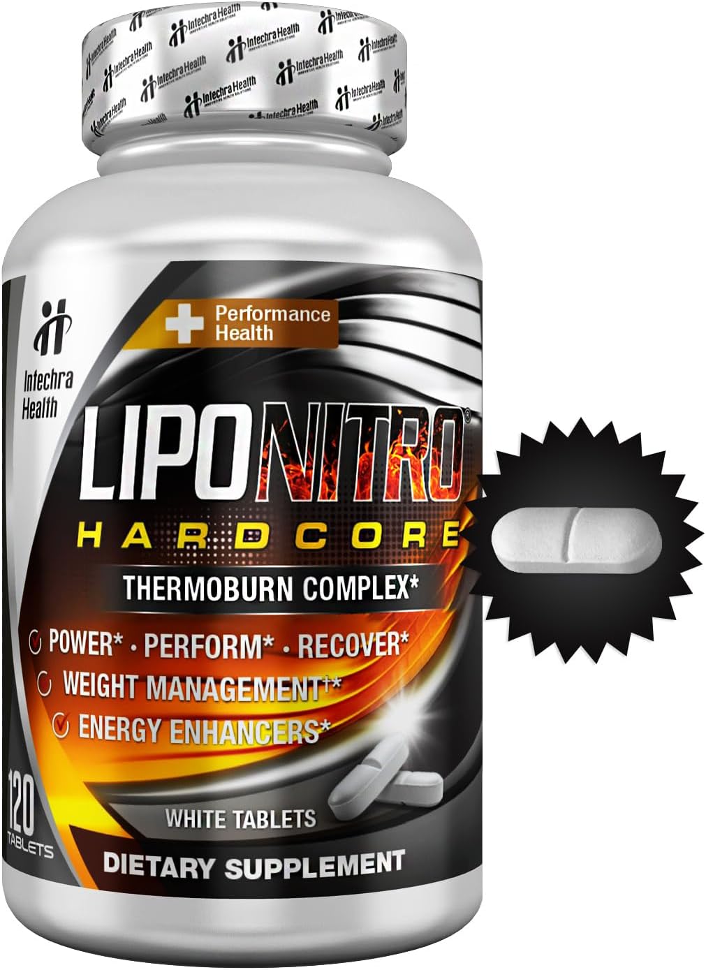 120 White LipoNitro® Thermo-Burn Diet Pills with Nitro Energy Dietary Supplement Made in the USA
