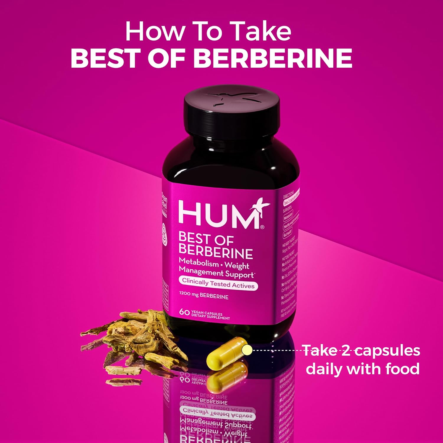 1200mg Berberine Supplement with BioPerine for Metabolic Wellness - Enhanced Potency (60 Capsules)