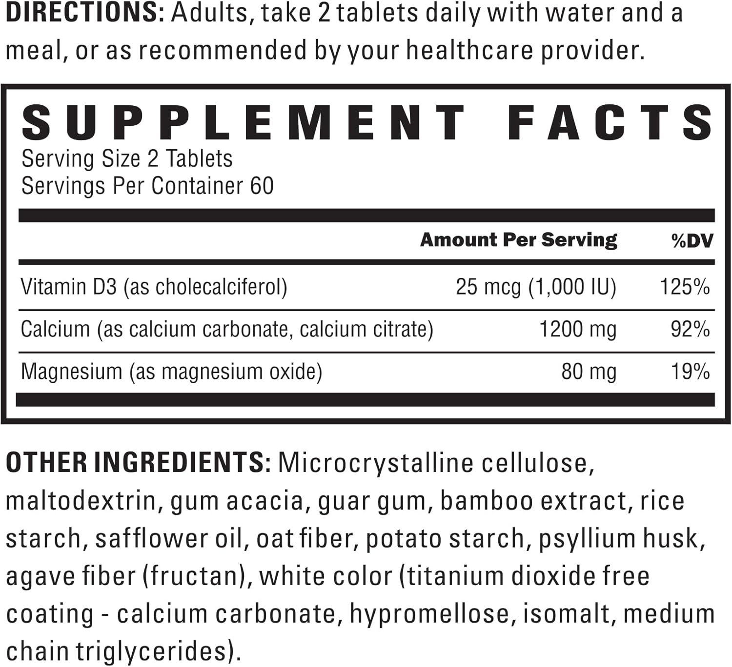 1200mg Calcium Citrate & Carbonate Complex with Magnesium & Vitamin D3 - Vegan, Non-GMO - Bone & Muscle Support - 120 Tablets