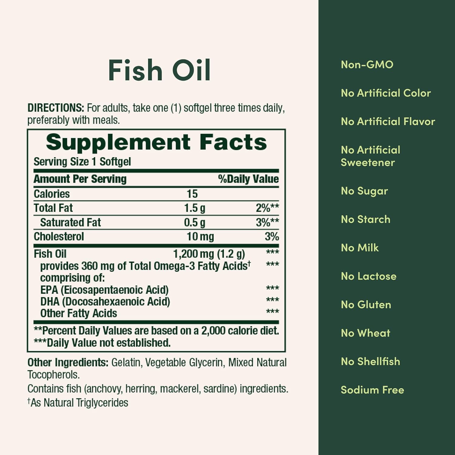 1200mg Fish Oil Softgels for Heart Health - 200 Ct, 360mg Omega-3, Rapid Release Formula
