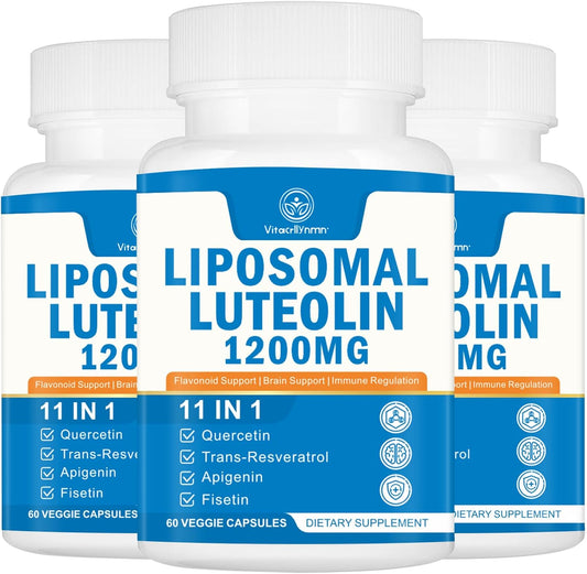 1200MG Liposomal Luteolin Supplement - Maximum Absorption for Brain Health - Antioxidant Boost - 180 Capsules