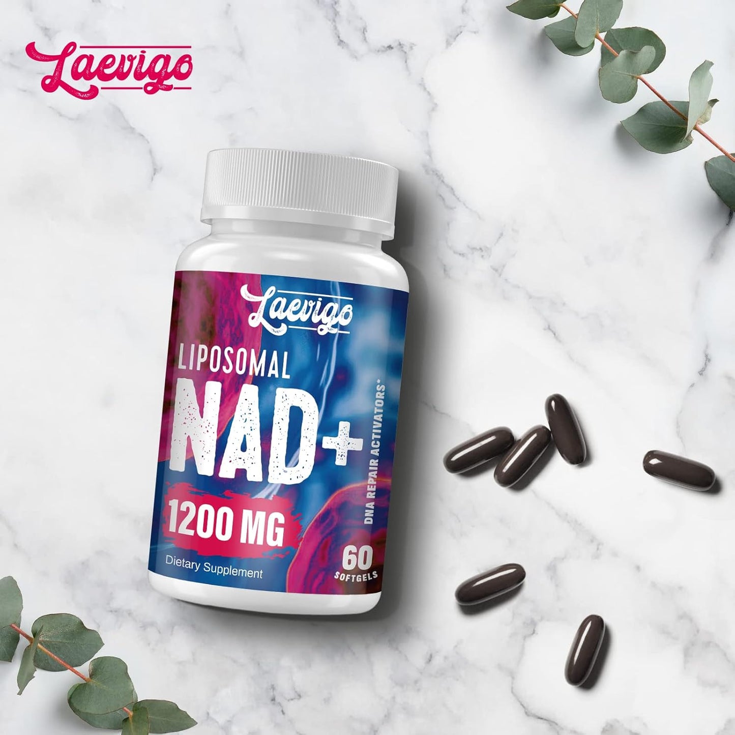 1200mg Liposomal NAD+ Supplement for Enhanced Absorption and Energy Support - 60 Softgels