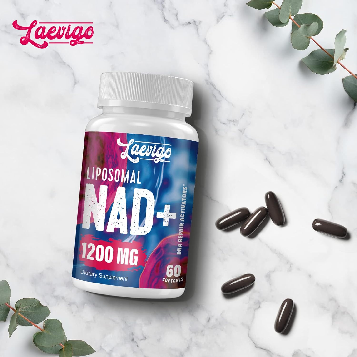 1200mg Liposomal NAD+ Supplement for Enhanced Absorption and Energy Support - 60 Softgels