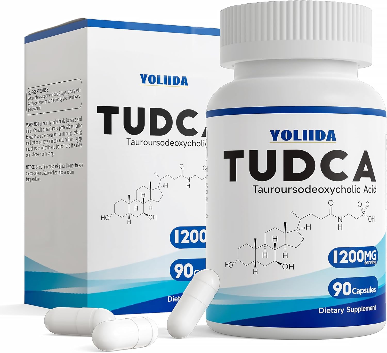 1200mg YOLIIDA Tudca Liver Supplement Capsules - Supports Liver Cleanse, Detox & Repair, Gallbladder Cleanse - 90 Count