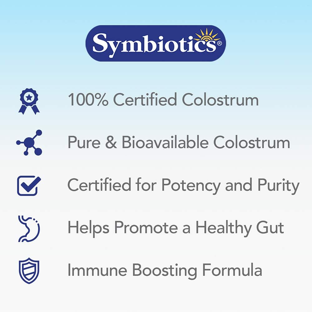 120ct Symbiotics Colostrum Vegetable Capsules - Boost Immunity with Lactoferrin & Immunoglobulin - Gluten Free Colostrum Protein Supplement
