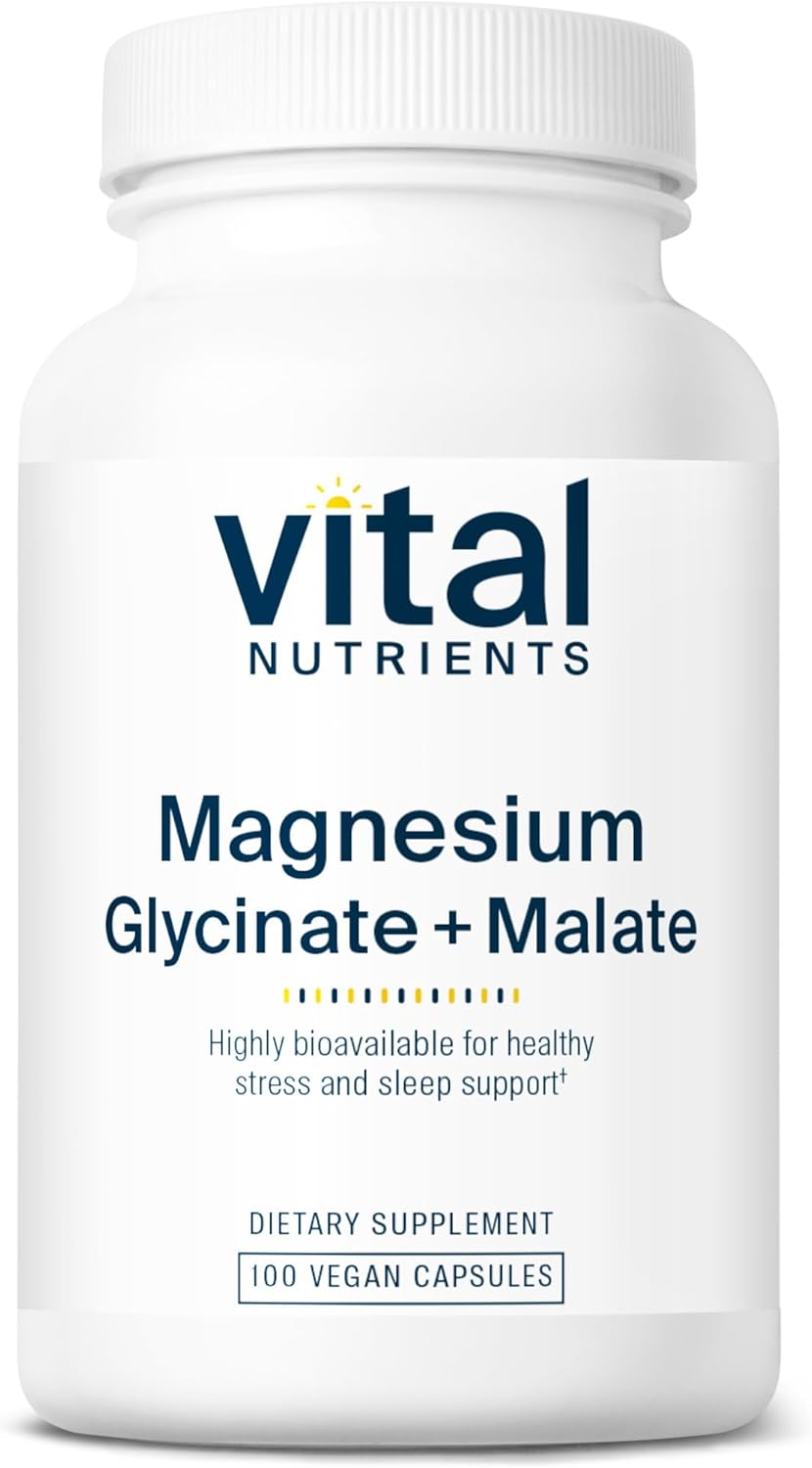 120mg Vegan Magnesium Glycinate + Malate Supplement for Muscle, Heart, Bone Support* | Promotes Relaxation | 100 Capsules