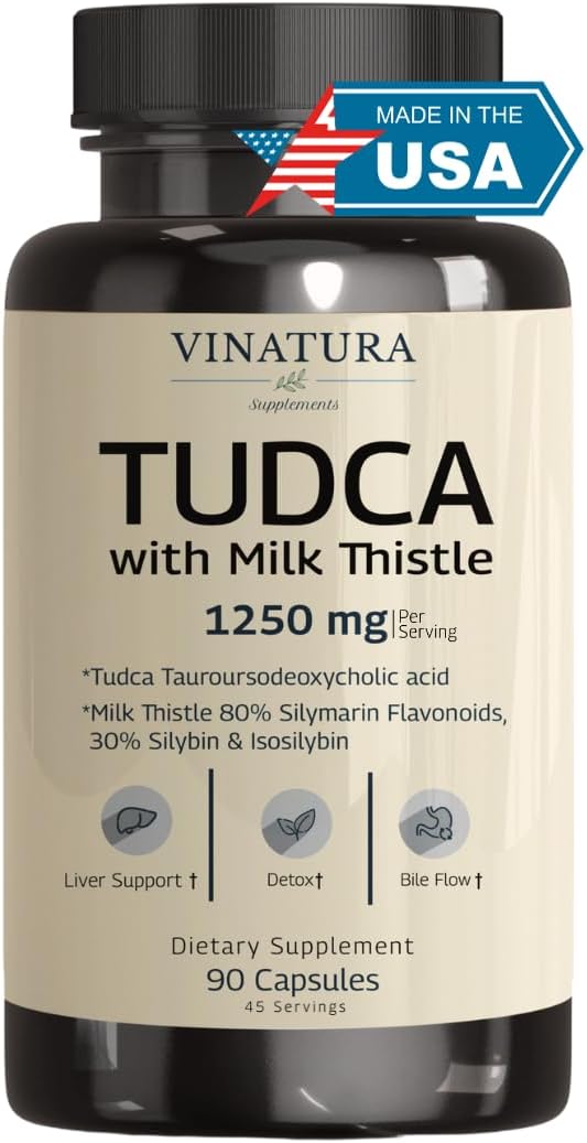 1250mg Tudca Milk Thistle Liver Support Capsules - USA Made and Tested Liver Health Supplement with Gallbladder Support - 90 Capsules