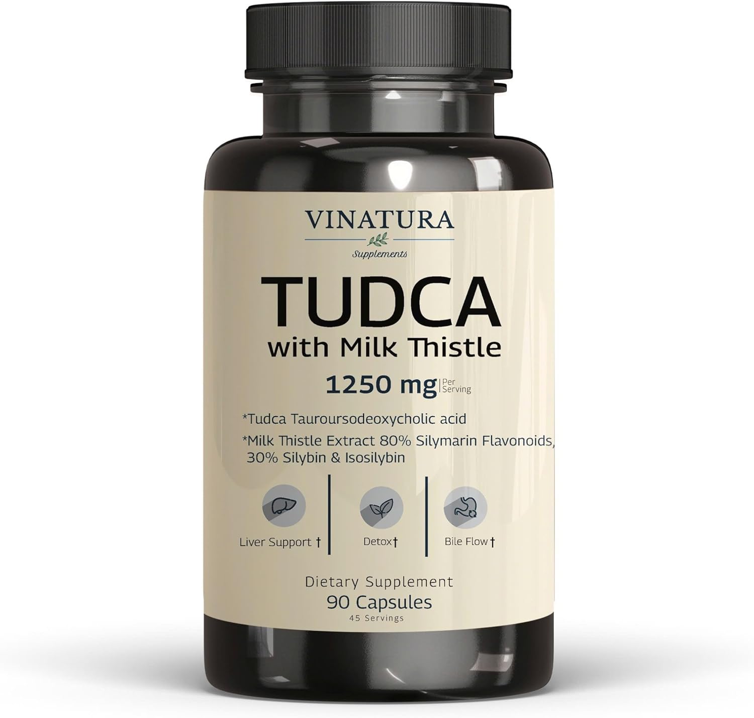 1250mg Tudca Milk Thistle Liver Support Capsules - USA Made and Tested Liver Health Supplement with Gallbladder Support - 90 Capsules