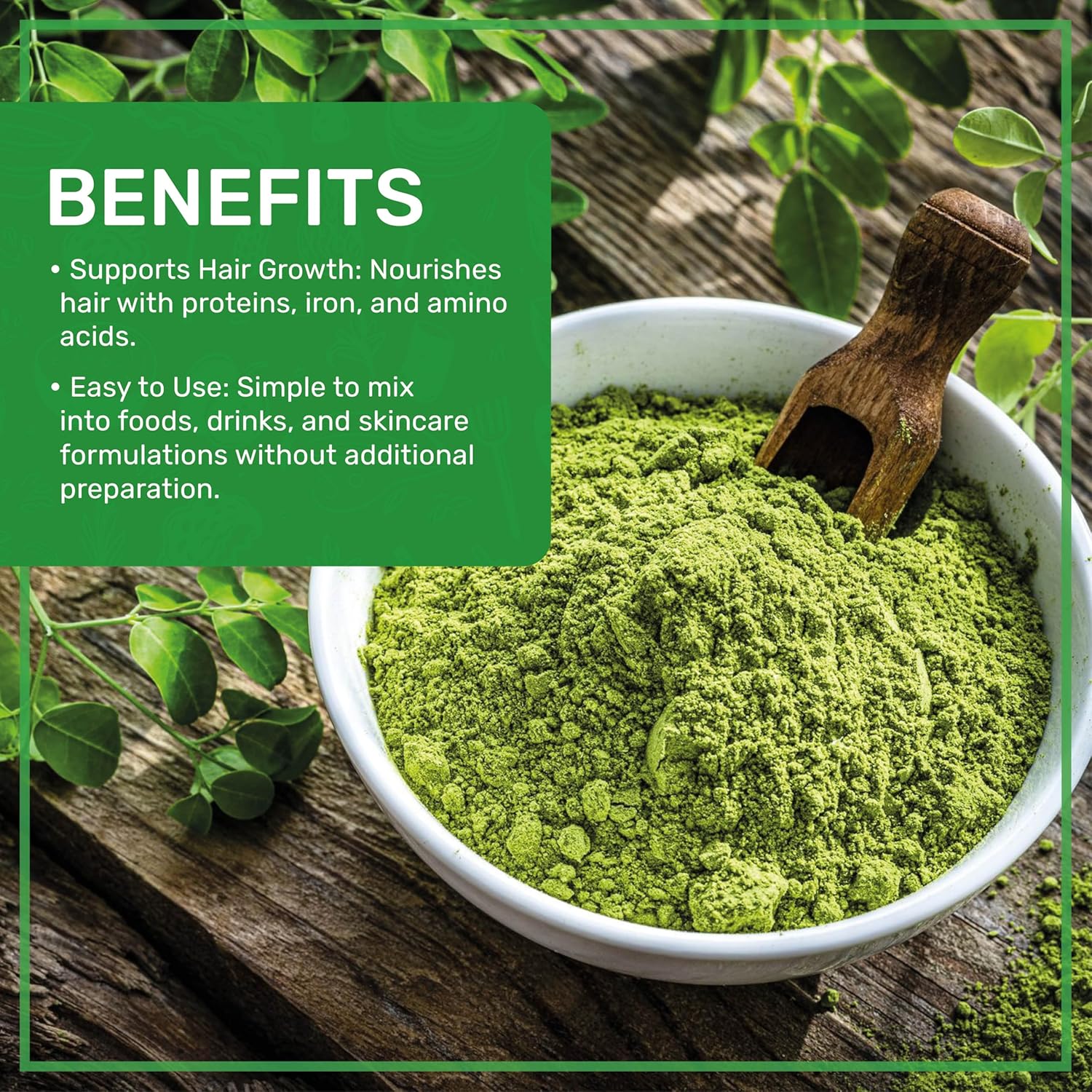 1.25LB Bulk Bag of Jiva Organics Moringa Powder - Organic Moringa Oleifera Leaf Powder for Immune Support and Healthy Hair - Superfoods for Moringa Tea and Drinks - Vegan and India Grown