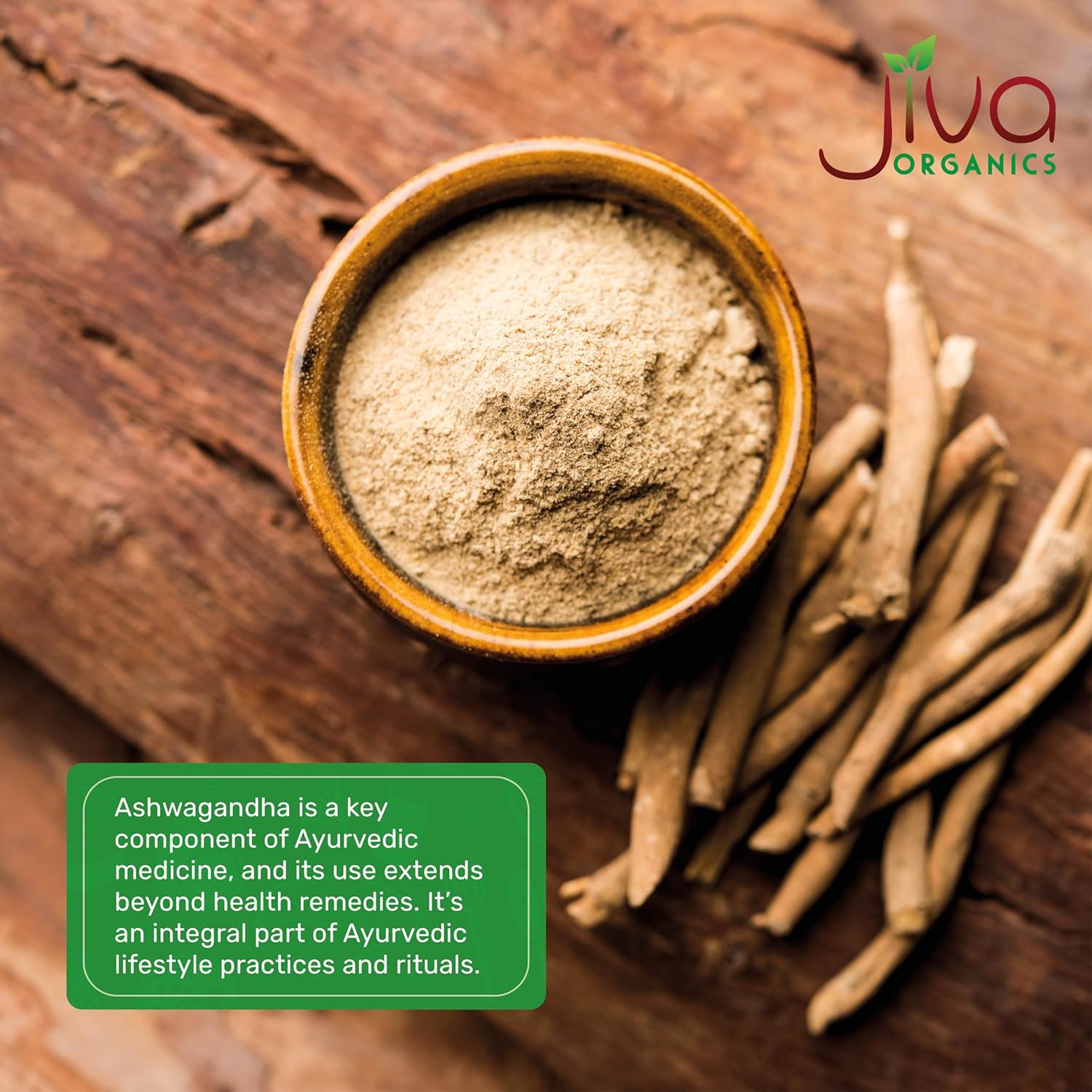 1.25lb Jiva Organics Ashwagandha Root Powder - Raw, Pure, Non-GMO, Lab Tested (20oz)