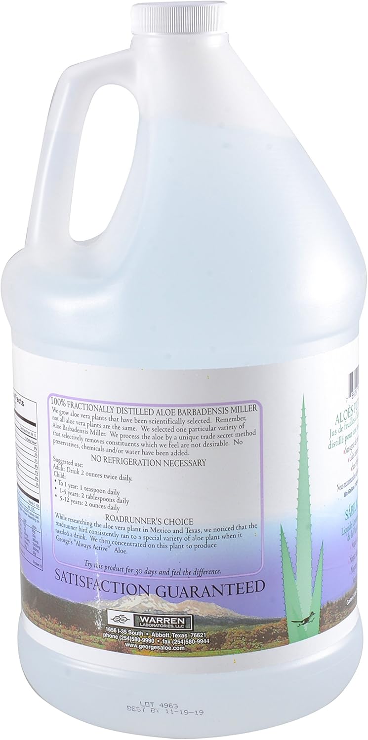 128 oz George's Aloe Vera Liquid Supplement - Pure and Natural Formula for Digestive Health