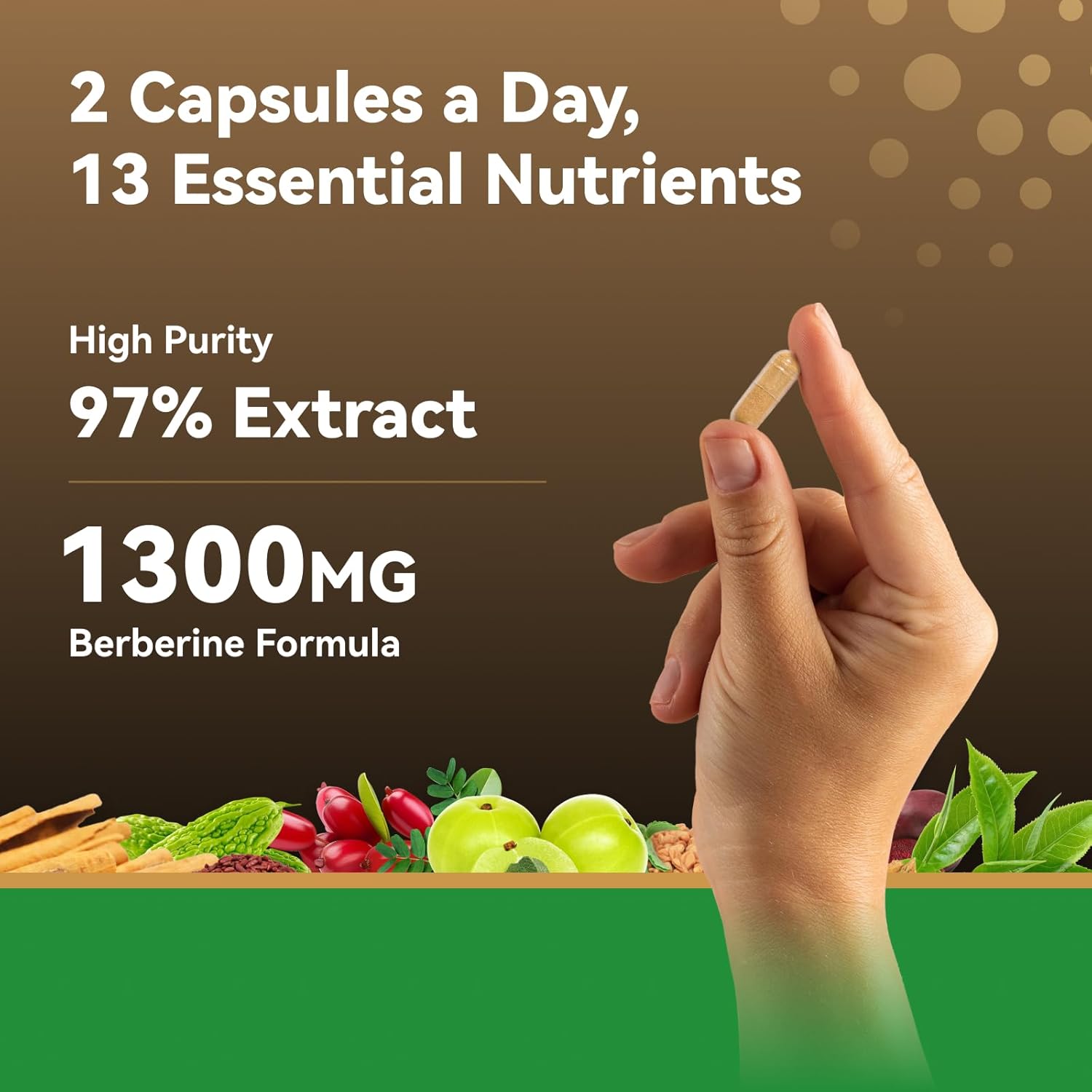 13-in-1 Immune Health & Metabolic Support Supplement - Berberine 1300mg with Green Tea Extract, Resveratrol, Red Yeast Rice & CoQ10 - 60 Capsules, Non-GMO, Lab Tested