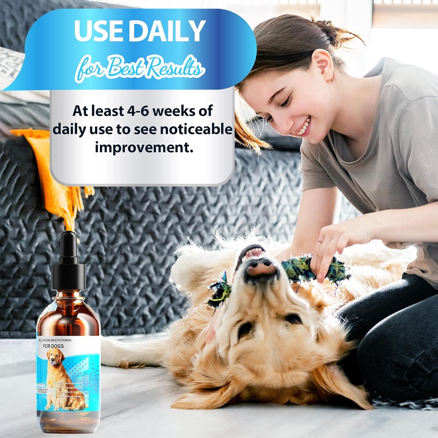 13-In-1 Liquid Dog Multivitamin for Digestive, Immune, Skin, Coat, Bone & Joint Health - 60 Ml Nature Pet Vitamins - All Age Breed Size