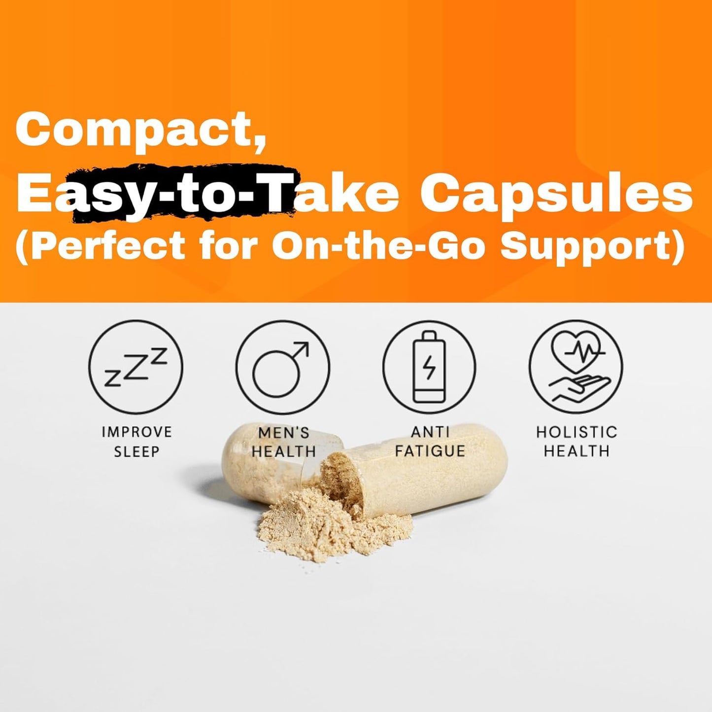 1300mg Organic Ashwagandha & Black Pepper Capsules - 60 Count, Immunity & Mood Booster