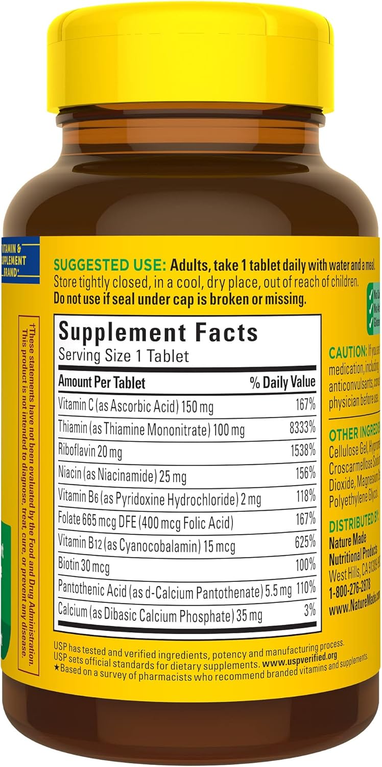 140 Tablets of Nature Made Super B Complex with Vitamin C and Folic Acid for Immune Support - 140 Day Supply