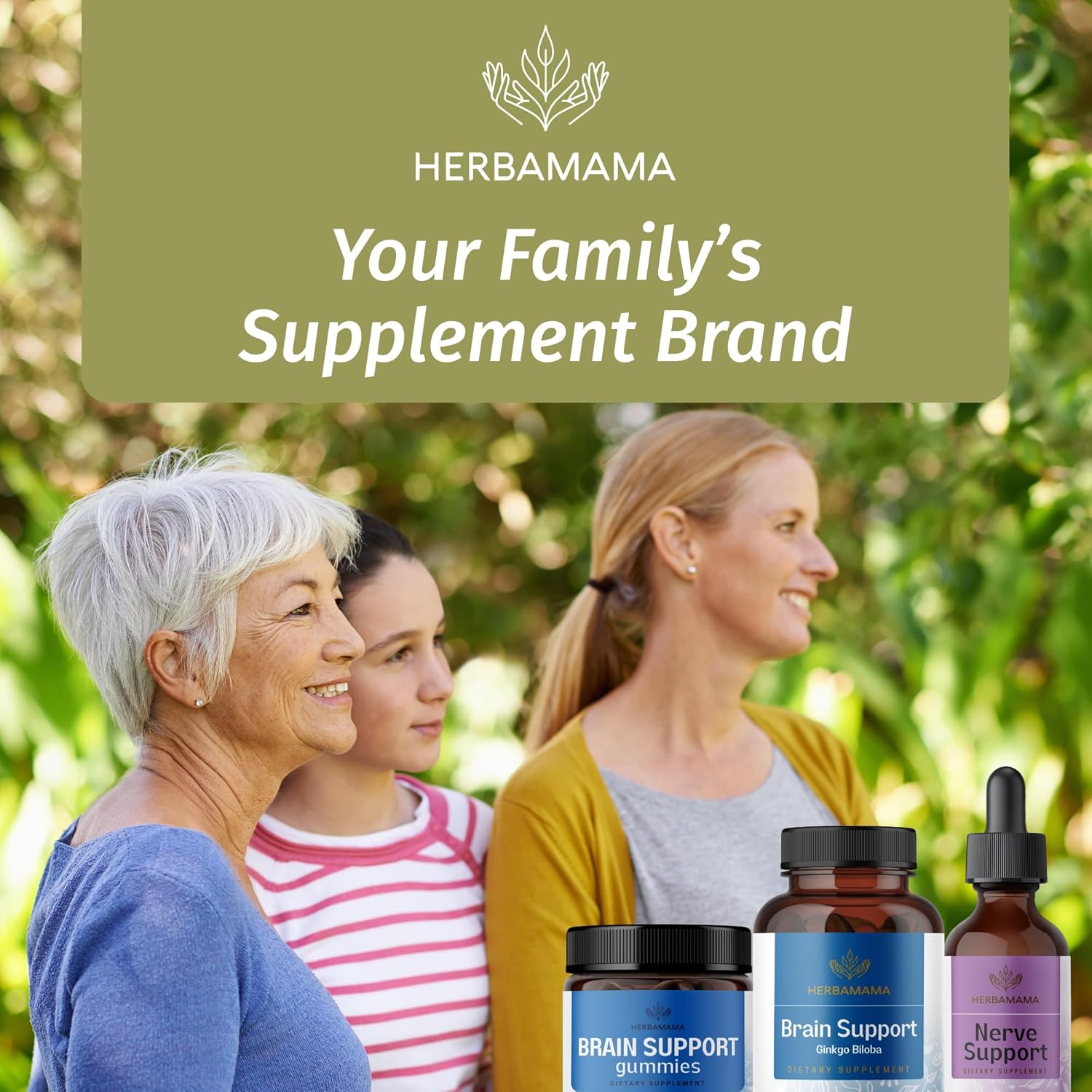 1400mg Brain Support Capsules with Bacopa, Panax Ginseng, and Ginkgo Biloba - Vegan and Non-GMO Focus Supplement for Adults - 100 Capsules by HERBAMAMA