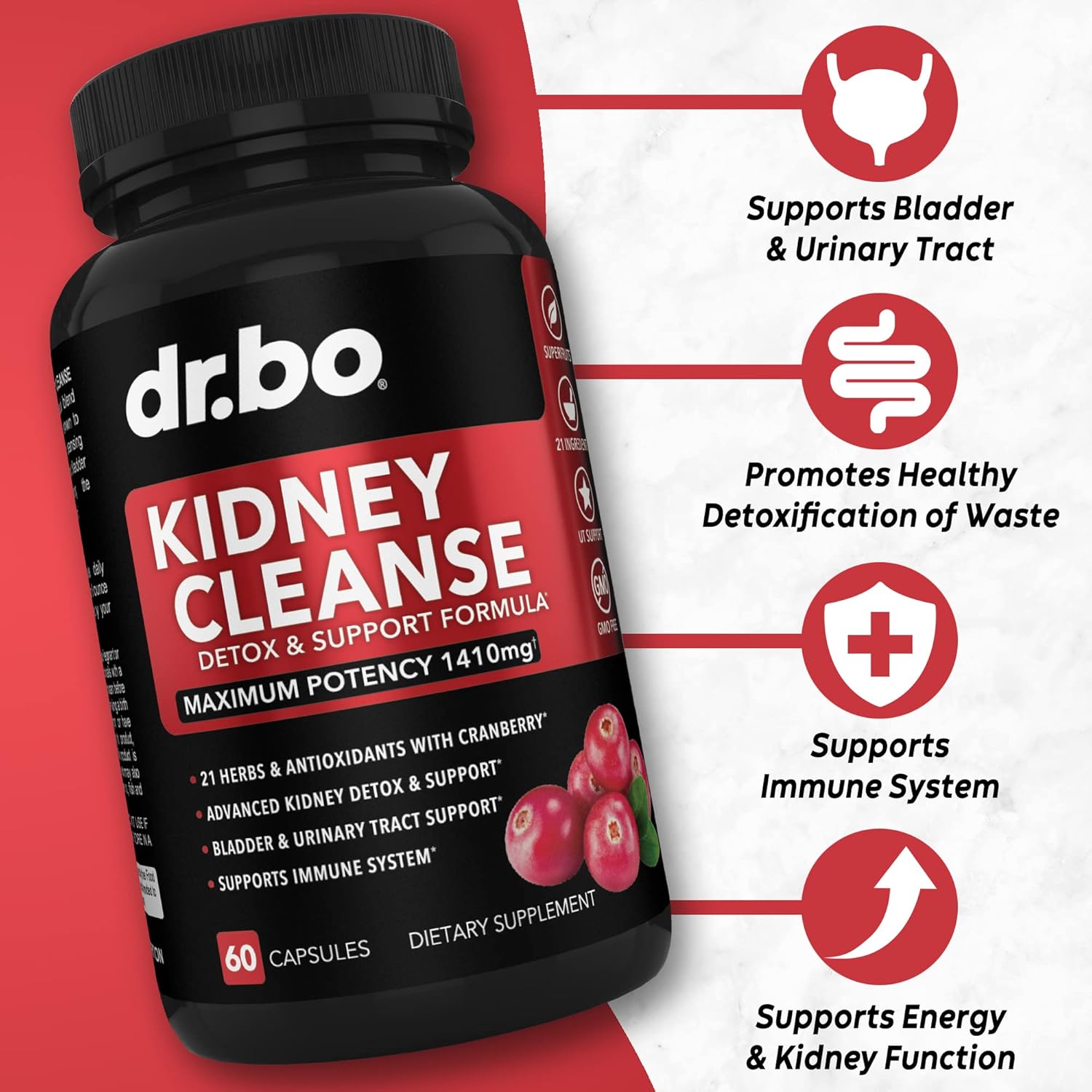 15 Day Colon Cleanse Pills with Kidney and Liver Detox Support - Dr. BO Colon Cleanser for Bowel, Kidneys, Bladder, and Gallbladder - Urinary Tract Health Supplement