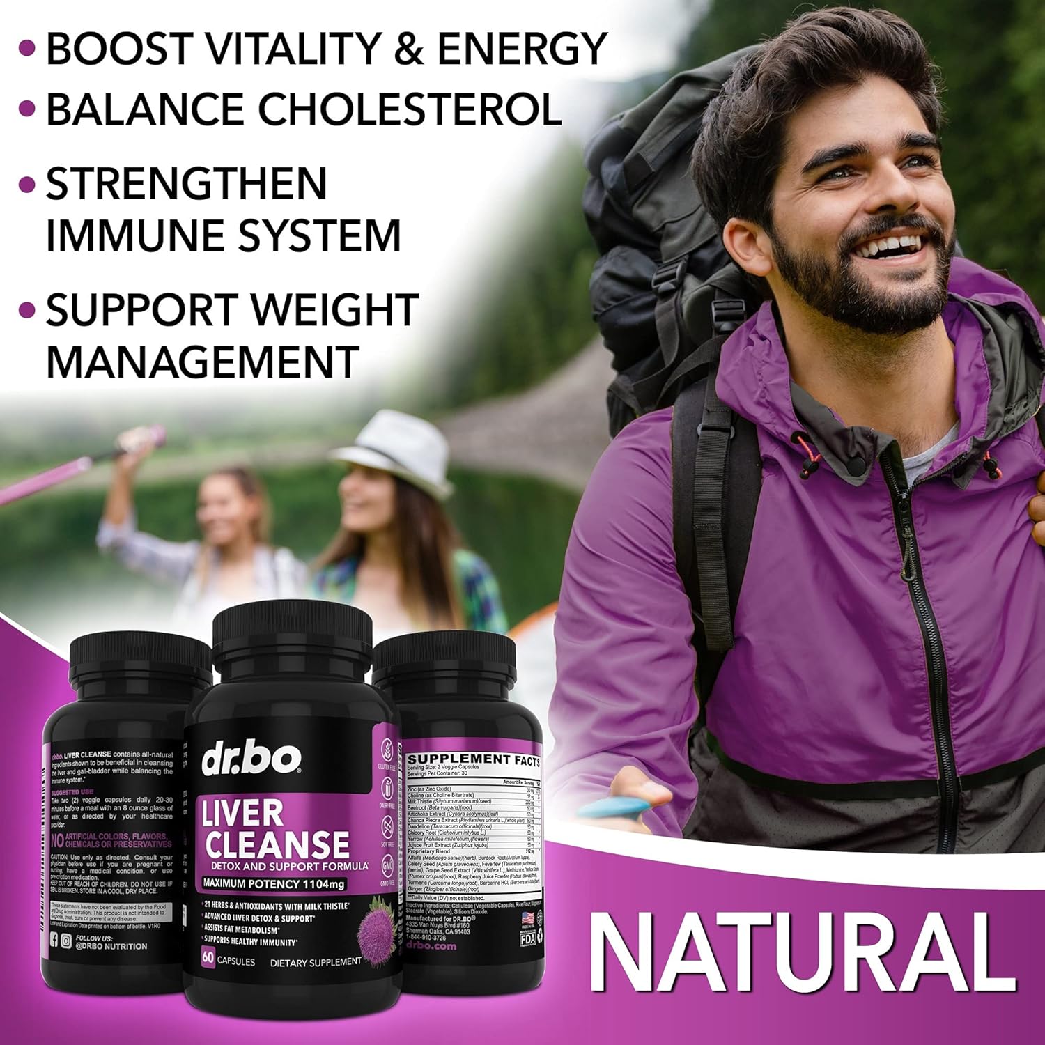 15 Day Colon Cleanse Pills with Kidney and Liver Detox Support - Dr. BO Colon Cleanser for Bowel, Kidneys, Bladder, and Gallbladder - Urinary Tract Health Supplement