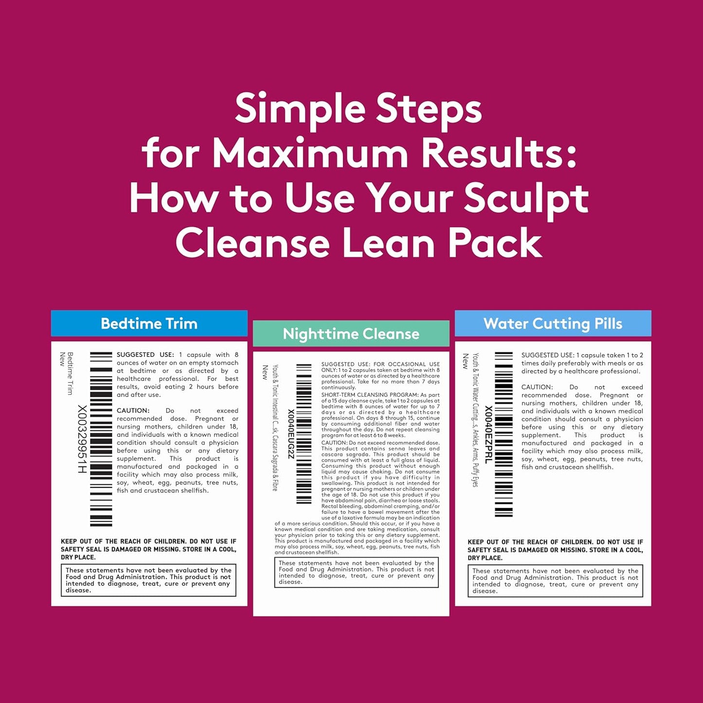 15-Day Colon Cleanser Pills for Weight Loss & Bloating Relief, Metabolism Support - Youth & Tonic Sculpt Lean Cleanse