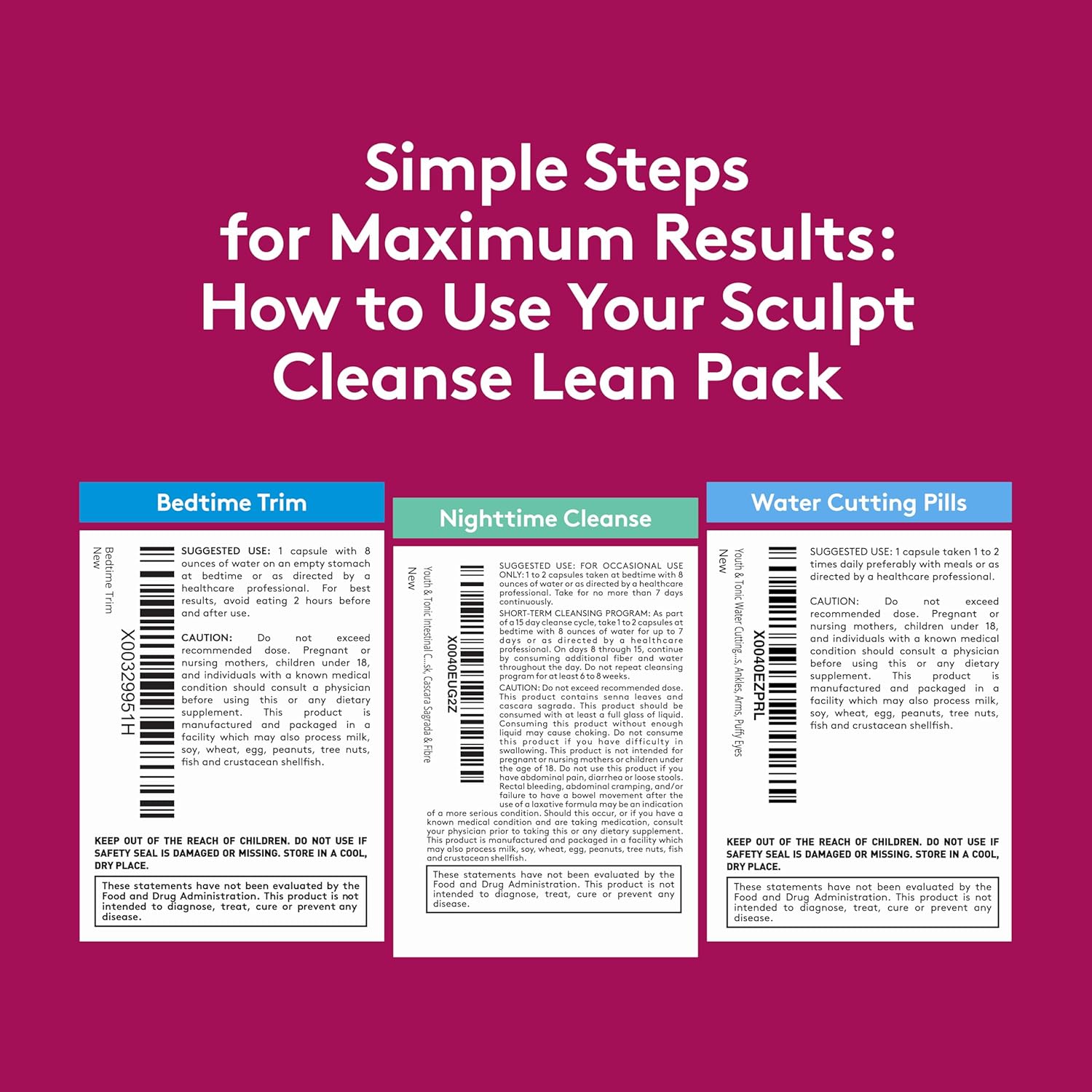 15-Day Colon Cleanser Pills for Weight Loss & Bloating Relief, Metabolism Support - Youth & Tonic Sculpt Lean Cleanse