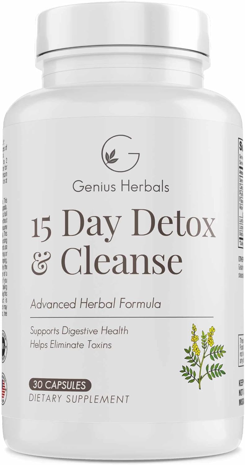 15-Day Detox Cleanse by Genius Herbals - Eliminate Toxins & Boost Digestive Health