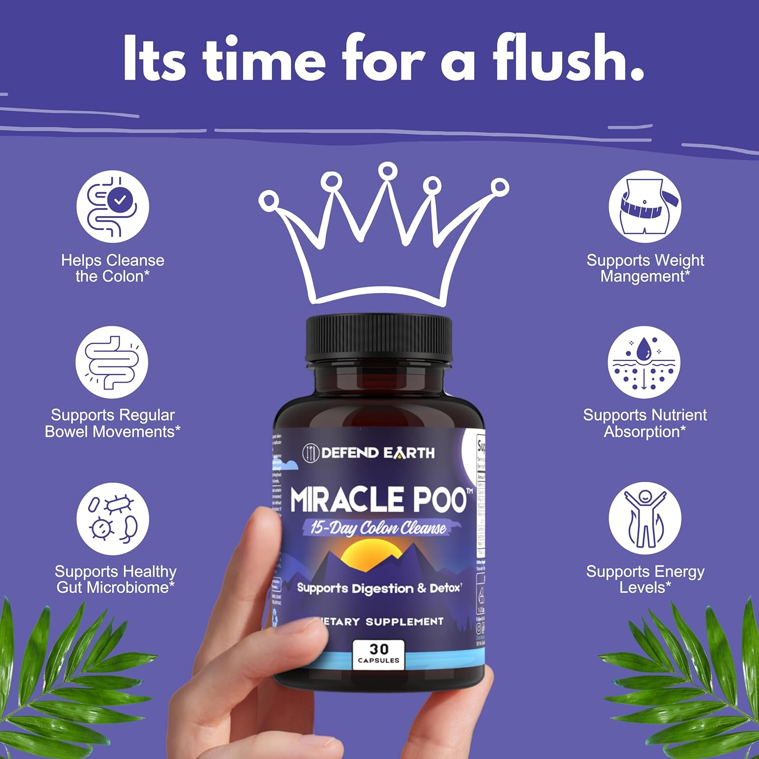 15-Day Earth Defense Gut Cleanse Capsules for Detox & Digestive Health Support - Psyllium Husk, Senna, & Cascara Sagrada - Non-GMO - 30 Capsules
