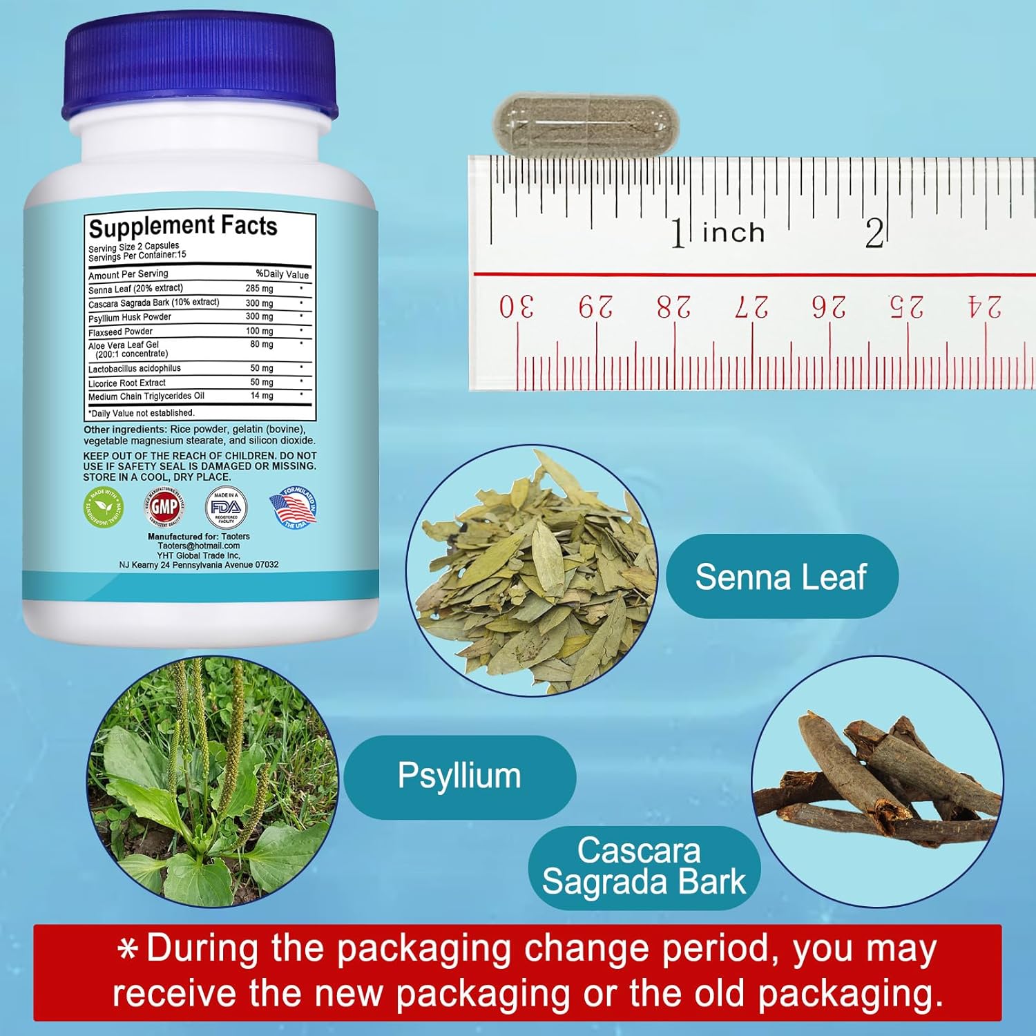 15 Day Gut Cleanse & Detox Supplement 2 Pack for Men and Women | Colon Broom with Senna, Cascara Sagrada & Psyllium Husk | 60 Capsules Total