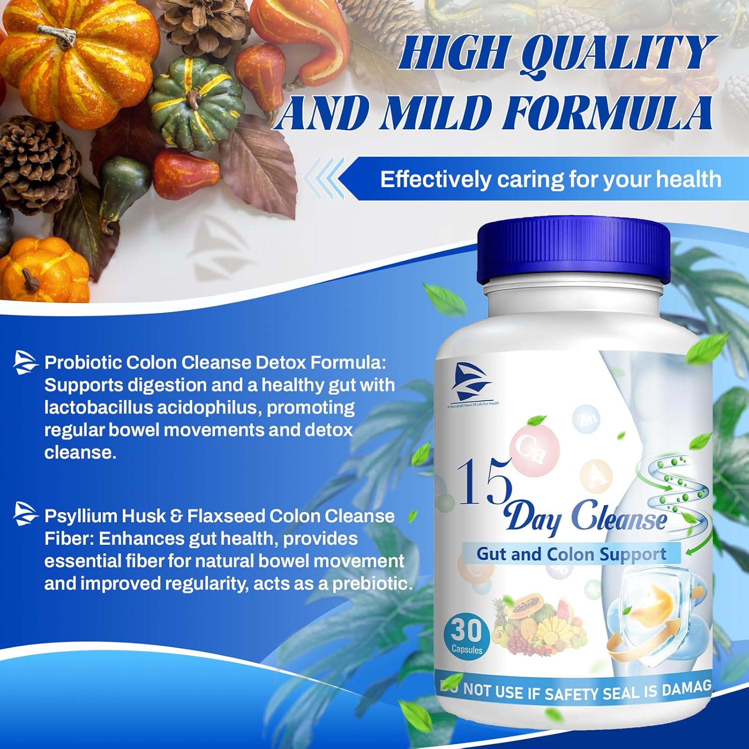 15 Day Gut Cleanse with Senna, Cascara Sagrada & Psyllium Husk - Advanced Formula for Gut and Colon Support, Bowel Dissolving Capsules - 30 Capsules (2 Bottles)