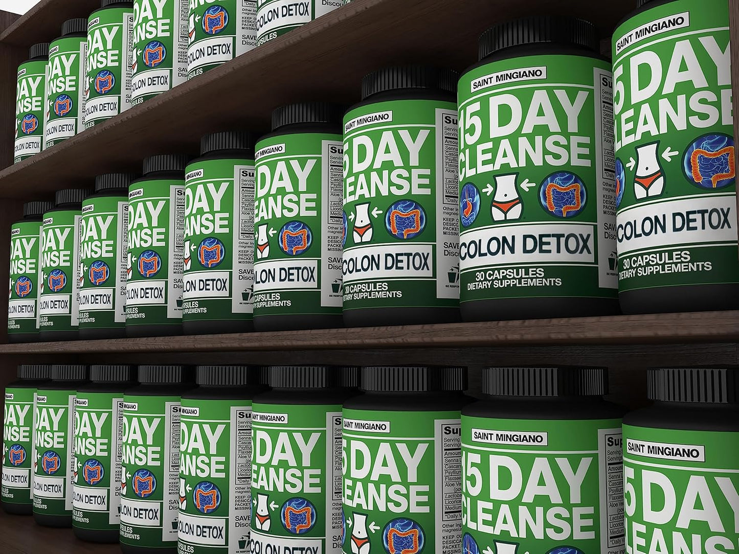 15 Day Saint Mingiano Colon Cleanse with Natural Laxative & Rapid Rehydr8 Electrolyte Supplements - Prevent Cramping & Support Muscle Endurance - 100 Easy Swallow Capsules