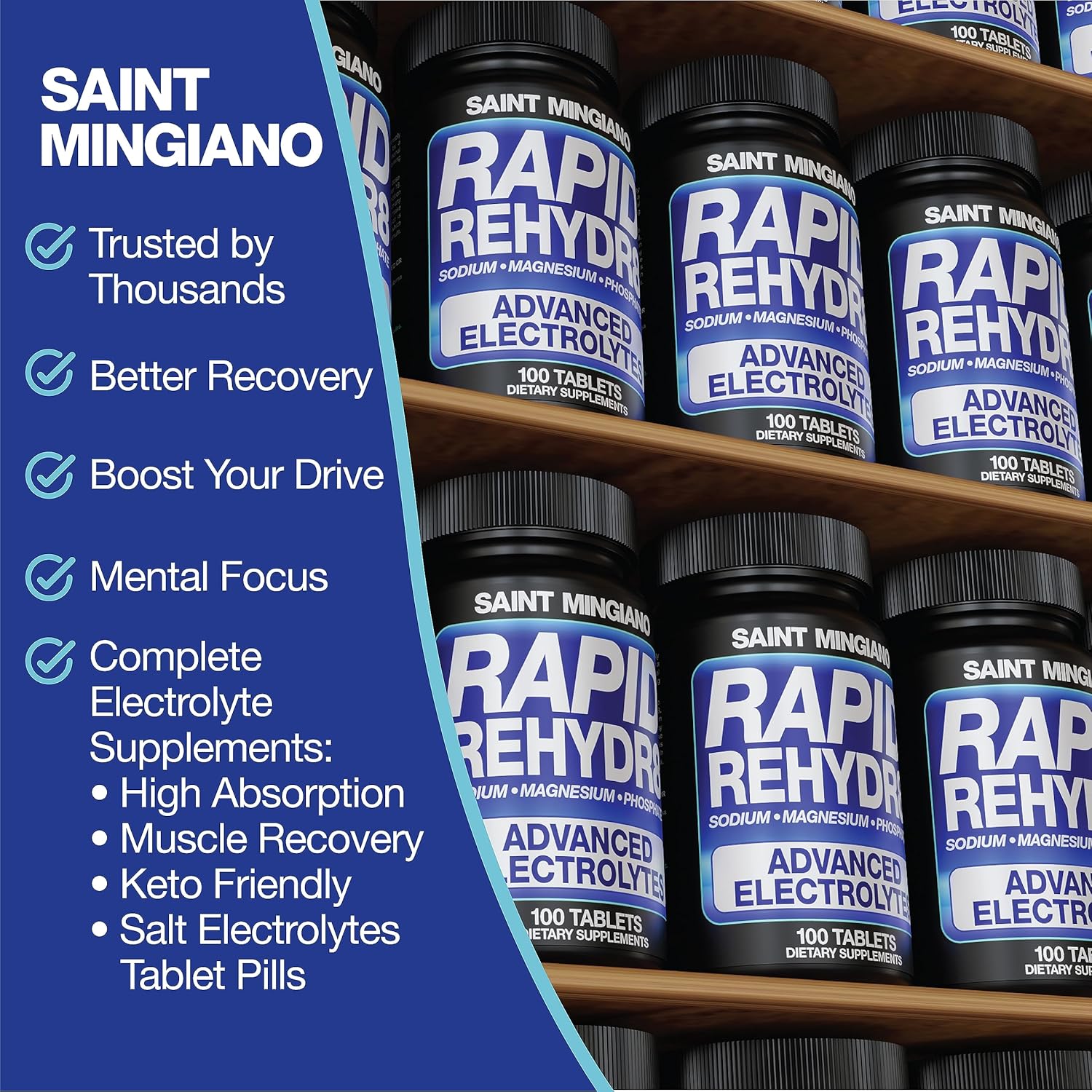 15 Day Saint Mingiano Colon Cleanse with Natural Laxative & Rapid Rehydr8 Electrolyte Supplements - Prevent Cramping & Support Muscle Endurance - 100 Easy Swallow Capsules