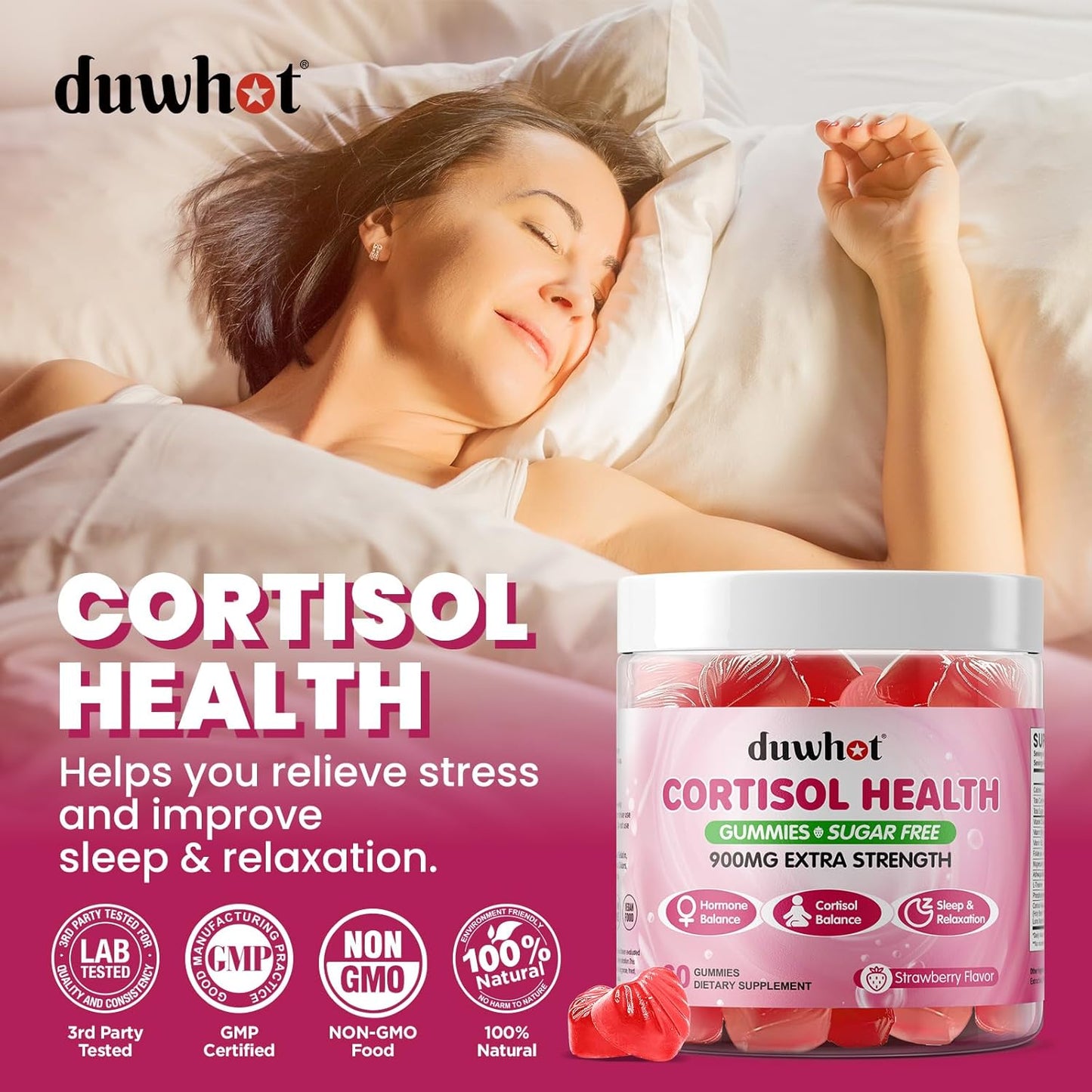 15-in-1 Cortisol Gummies for Women with Ashwagandha & Magnesium - Hormone Balance, Mood, Focus, Sleep Support - Vegan & Sugar Free - 60 Count