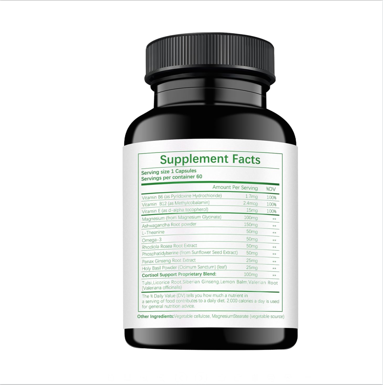 15-in-1 Hormone Balance Supplement with Cortisol Support, Magnesium Glycinate, Ashwagandha - 60 Capsules for Mood, Focus, Sleep Support in Men and Women