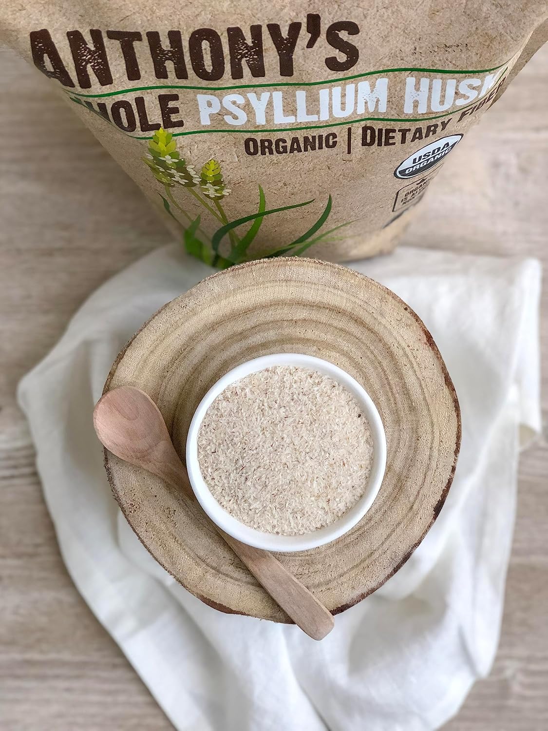 1.5 lb Anthony's Organic Whole Psyllium Husks - High Fiber, Gluten Free, Non GMO, Keto Approved