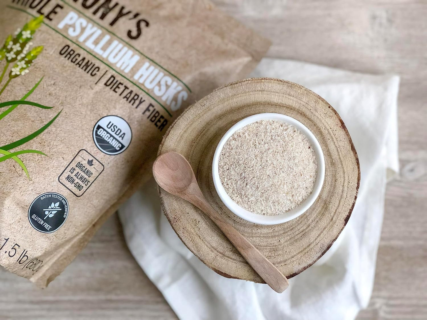 1.5 lb Anthony's Organic Whole Psyllium Husks - High Fiber, Gluten Free, Non GMO, Keto Approved