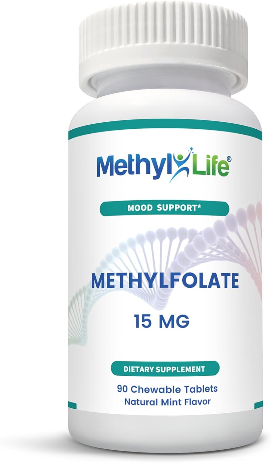 15 mg Methyl-Life L-Methylfolate Chewables - 3 Month Supply - Non-GMO Gluten Free Folate - Natural Mint Flavor - Pharmaceutical Grade