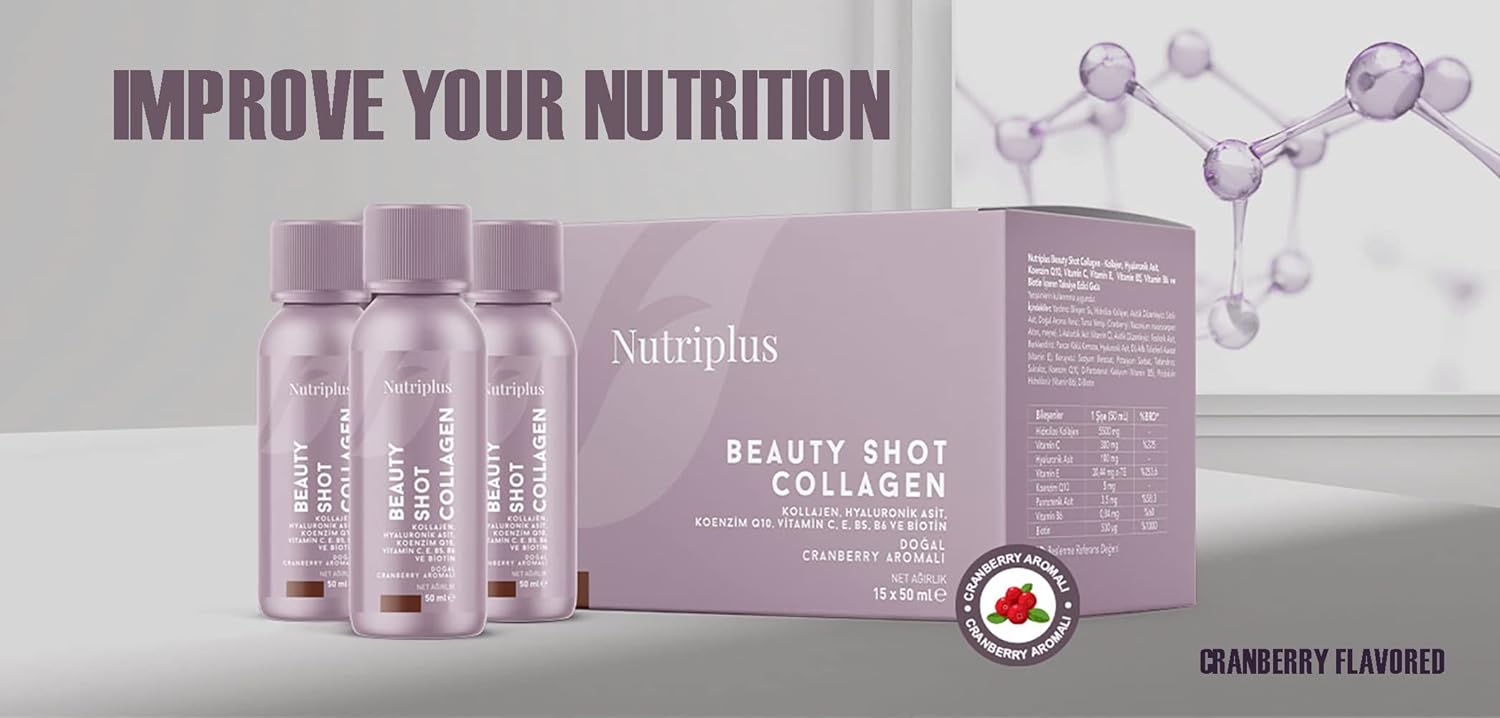 15-Pack Farmasi Nutriplus Beauty Shot Collagen - Daily Protein Boost for Skin, Hair, and Sleep - 1.69 fl. oz Shots