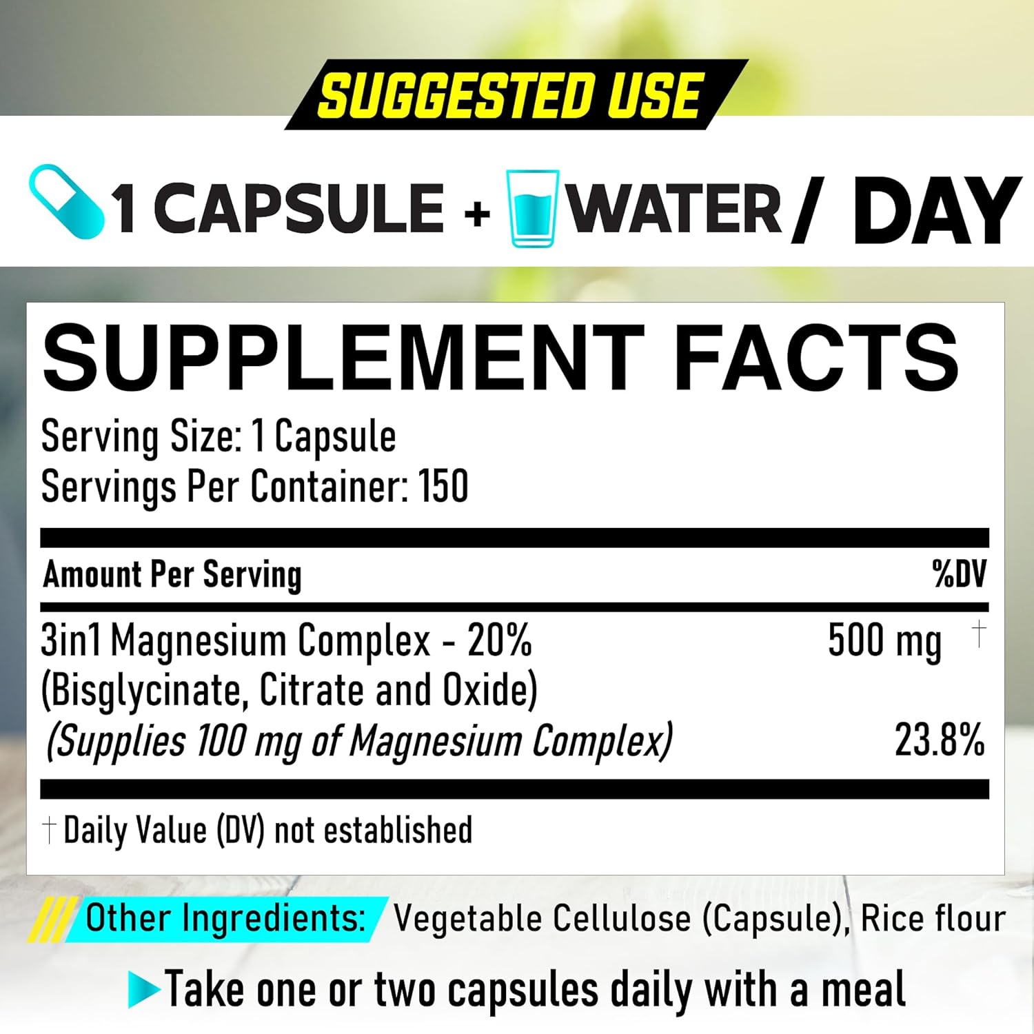 150 Capsules DEDICAD Triple Magnesium Complex Supplement - 100mg Elemental Magnesium for Energy, Muscle, Brain, Immune Health - Bisglycinate, Citrate, Oxide Formula