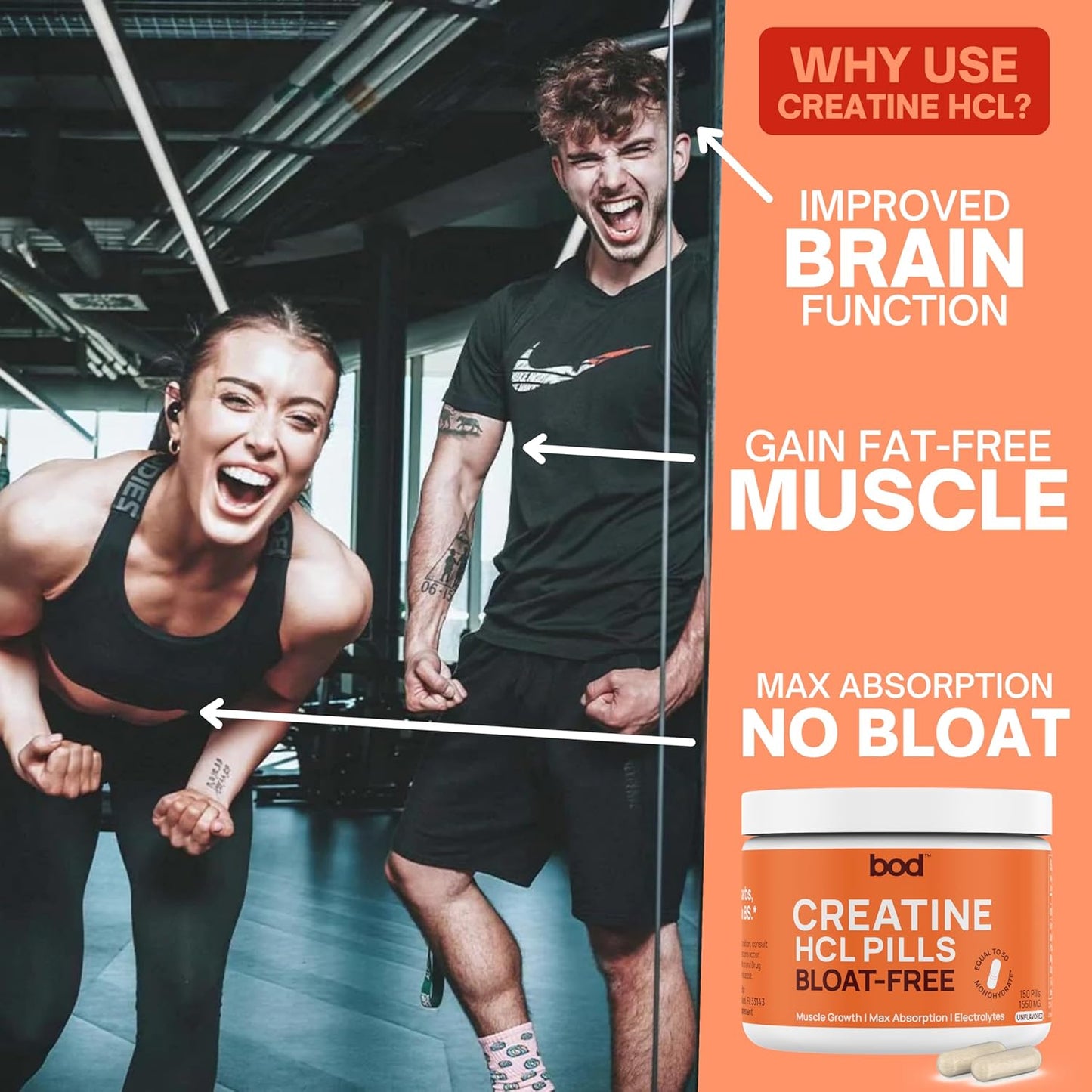 150 Capsules of Goba Tea BOD Creatine HCL Pills for Muscle Support and Endurance, Vegan and Keto-Friendly