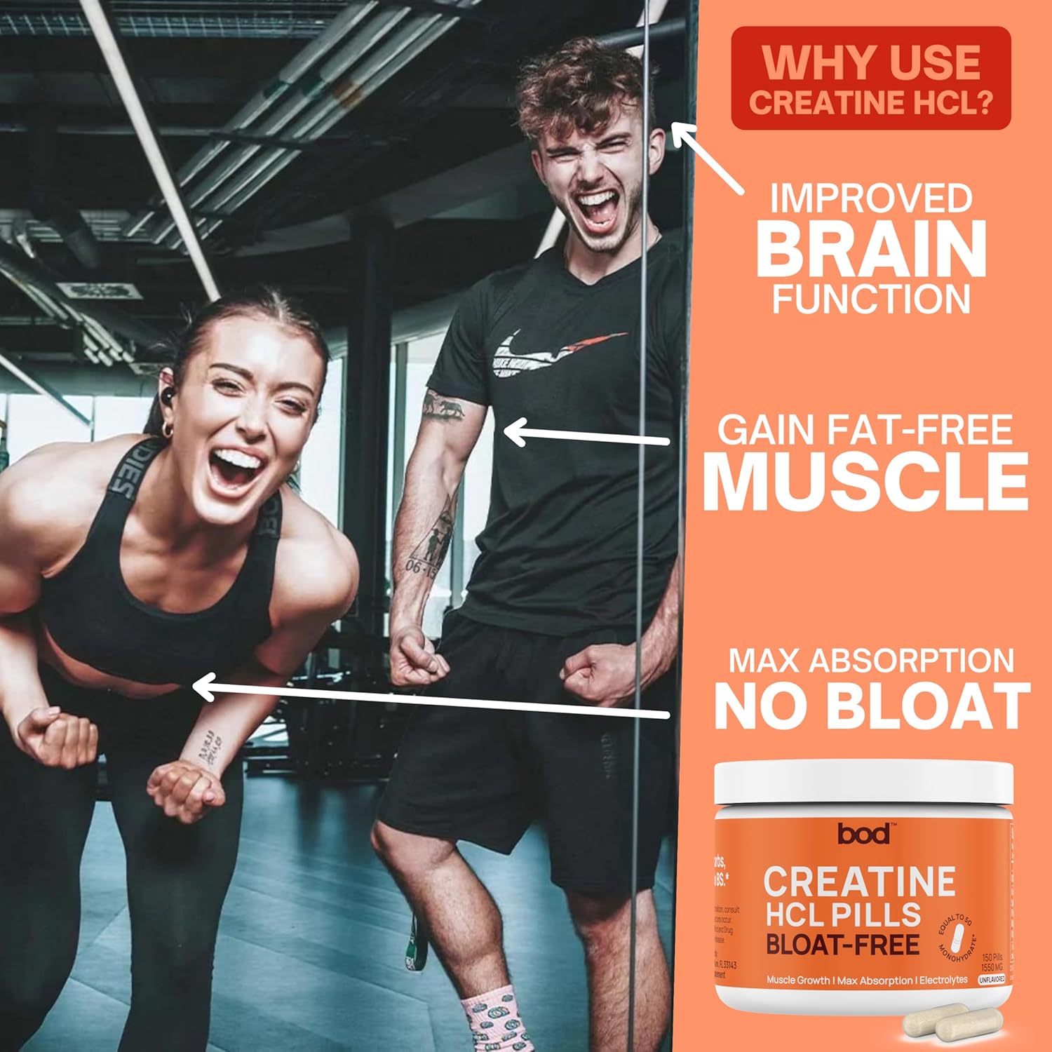 150 Capsules of Goba Tea BOD Creatine HCL Pills for Muscle Support and Endurance, Vegan and Keto-Friendly