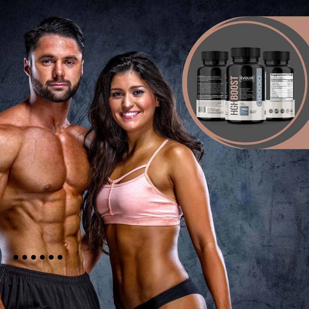 150 Count Evolve Nutraceuticals HGH Booster 2X Strength - Anti-Aging, Boost Stamina & Energy, Revitalize Skin & Hair - Includes L-Lysine & L-Arginine HCL