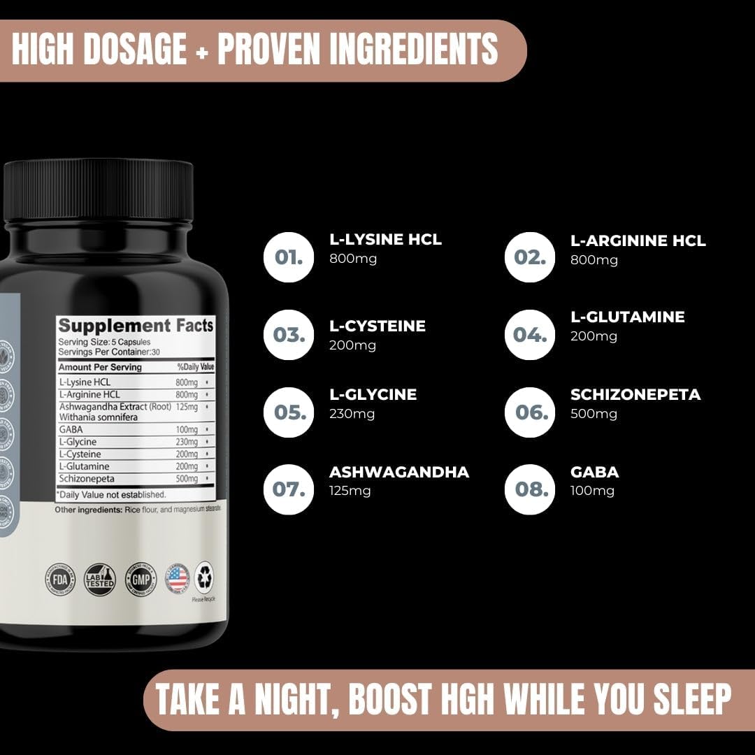 150 Count Evolve Nutraceuticals HGH Booster 2X Strength - Anti-Aging, Boost Stamina & Energy, Revitalize Skin & Hair - Includes L-Lysine & L-Arginine HCL