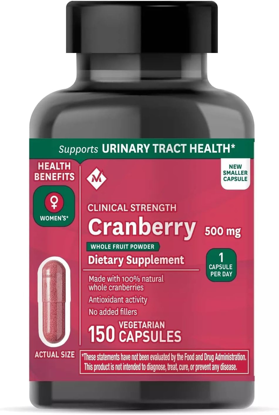150 Count Generic Member Cranberry Supplement, 500mg, Clinical Strength Formula for Urinary Tract Health