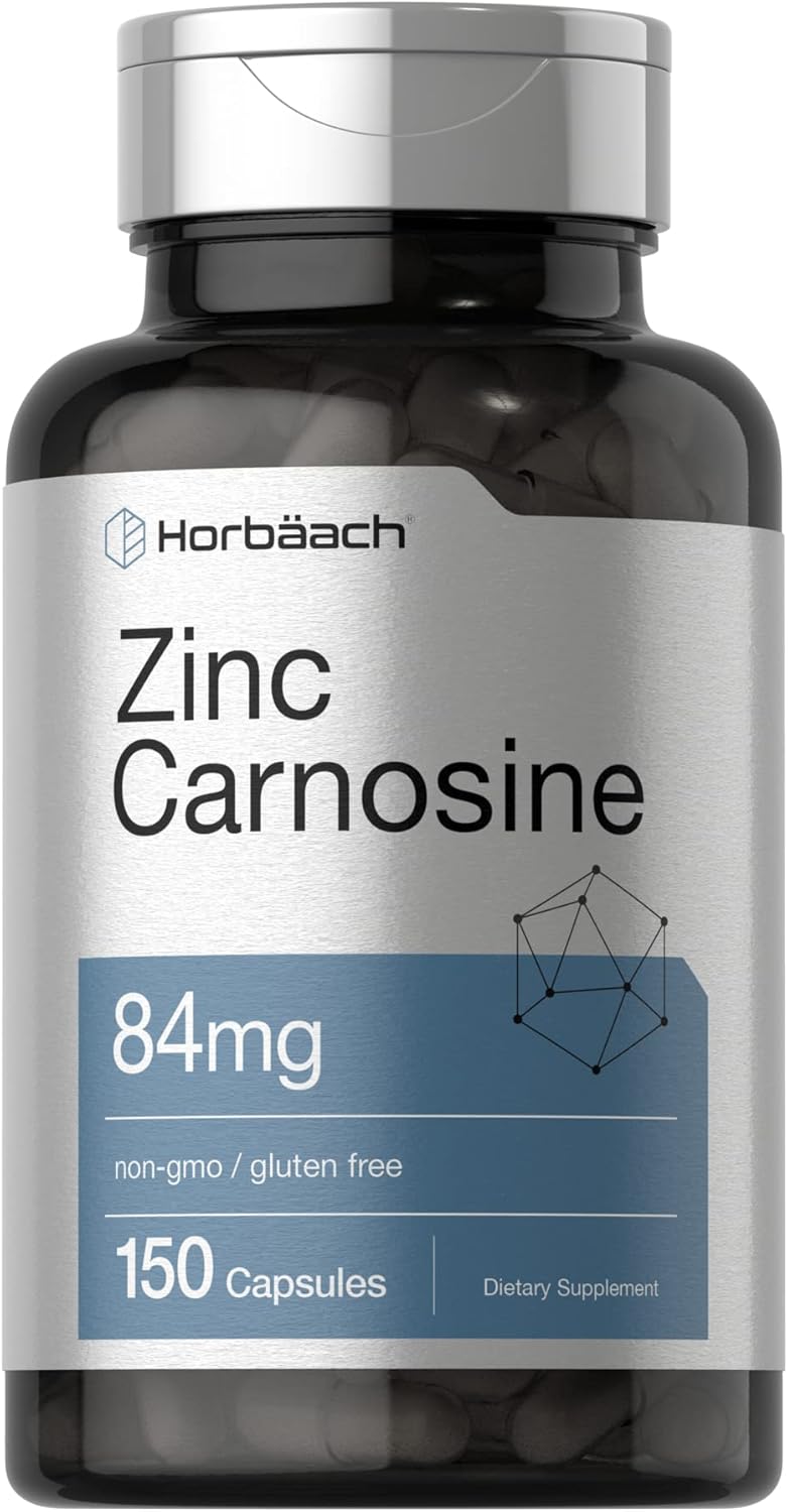 150 Count Horbäach Zinc Carnosine Capsules - 84mg per Capsule - Non-GMO & Gluten Free Formula