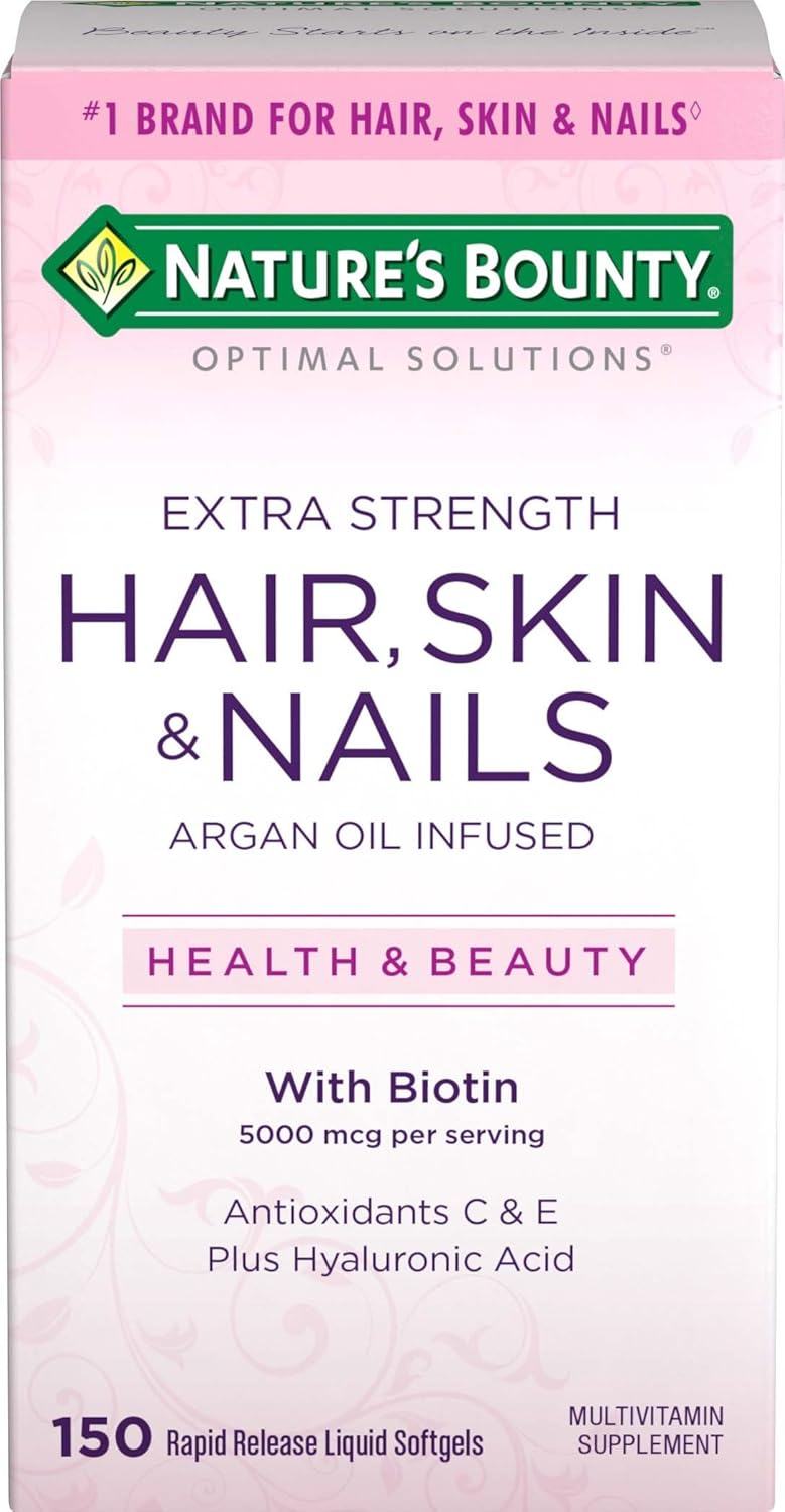 150 Count Nature's Bounty Optimal Solutions Hair Skin & Nails Extra Strength Softgels