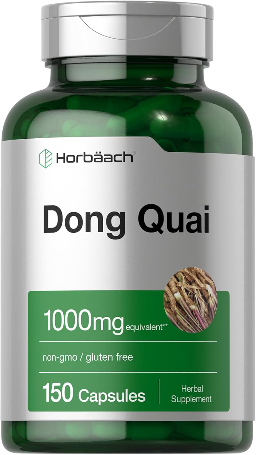 150 Count Non-GMO Horbäach Dong Quai Capsules 1000mg - Gluten Free Traditional Herb Supplement