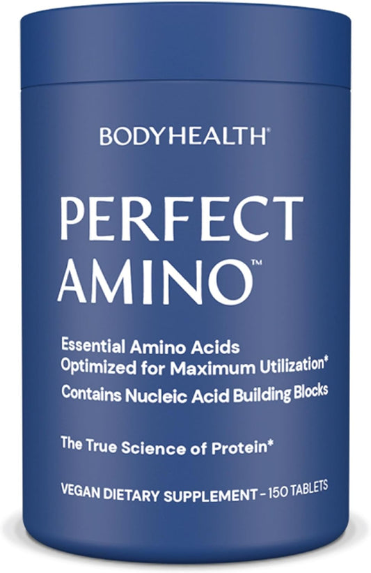 150 ct BodyHealth PerfectAmino Tablets for Muscle Mass, Recovery, Strength - Essential Amino Acid Supplement with BCAAs, Lysine, Phenylalanine, Threonine, Methionine, Tryptophan