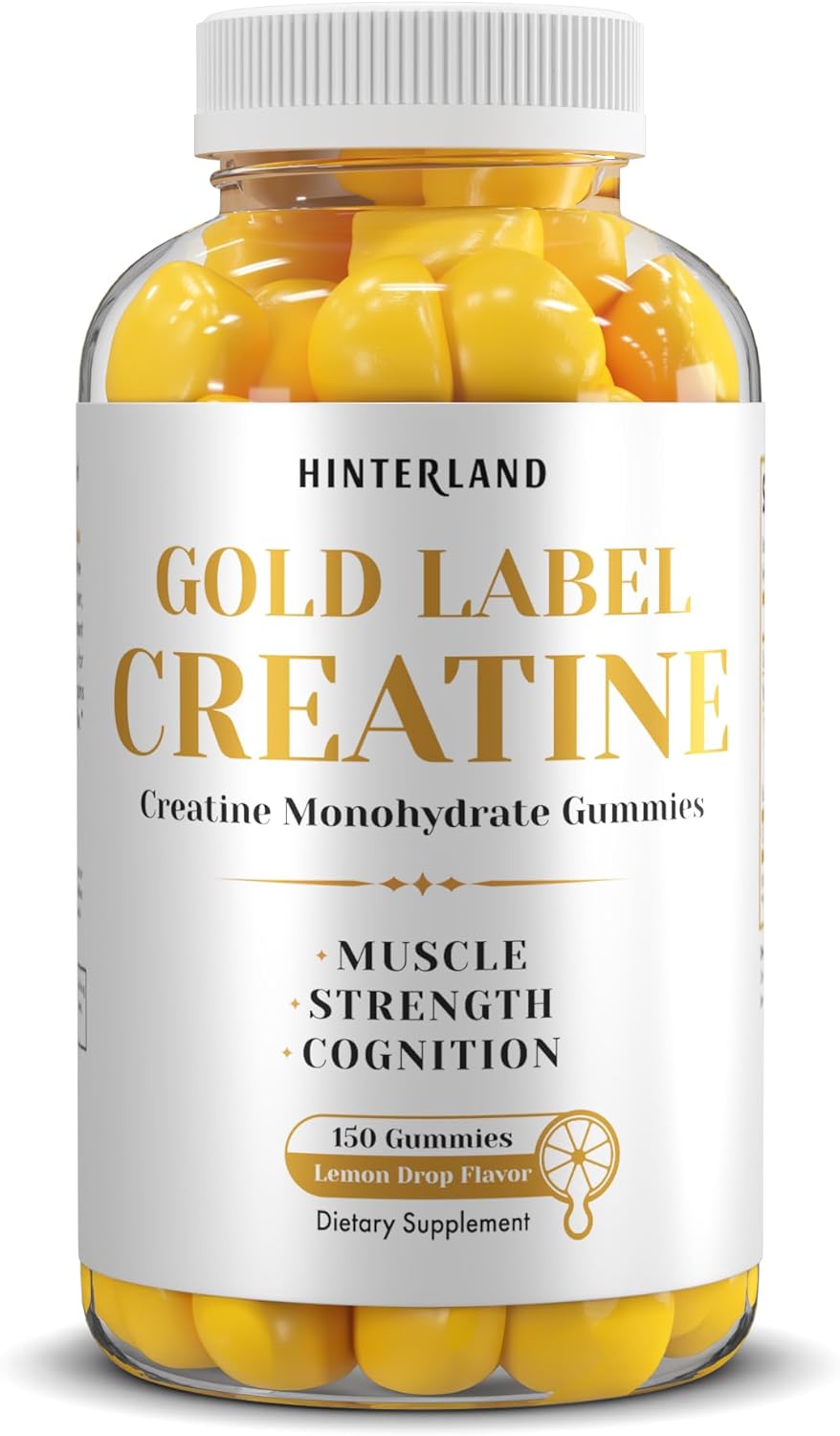 150 Hinterland Gold Label Creatine Gummies: 5,000mg per Serving for Strength, Muscle, Brain - 30 Servings