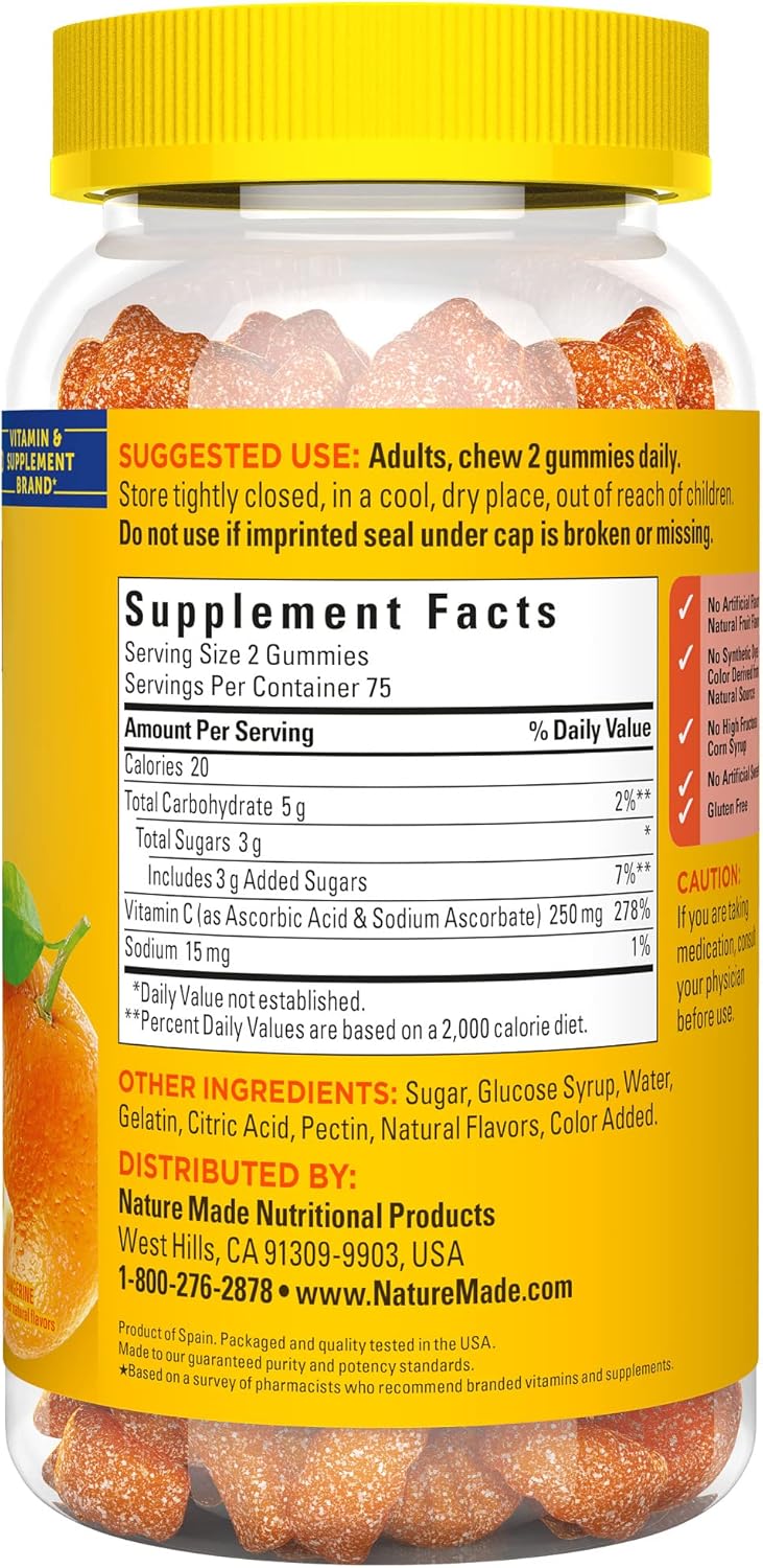 150 Nature Made Vitamin C Gummies - 250 mg per Serving - Immune Support - 75 Day Supply